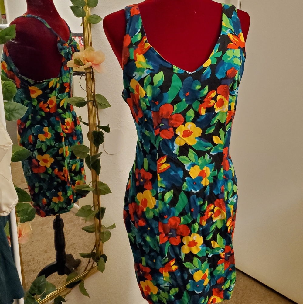 Vintage Joni Blair Floral Rayon Dress